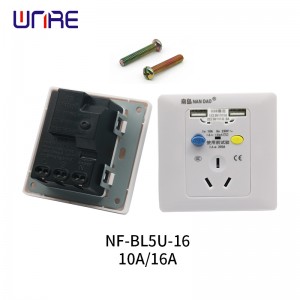 NF-BL5U-16 10A/16A د بریښنایی محافظت ساکټ د بریښنا شاک دیوال آوټ لیټ پلیټ ترلاسه کولو مخه نیسي EU UK US AU پلګ