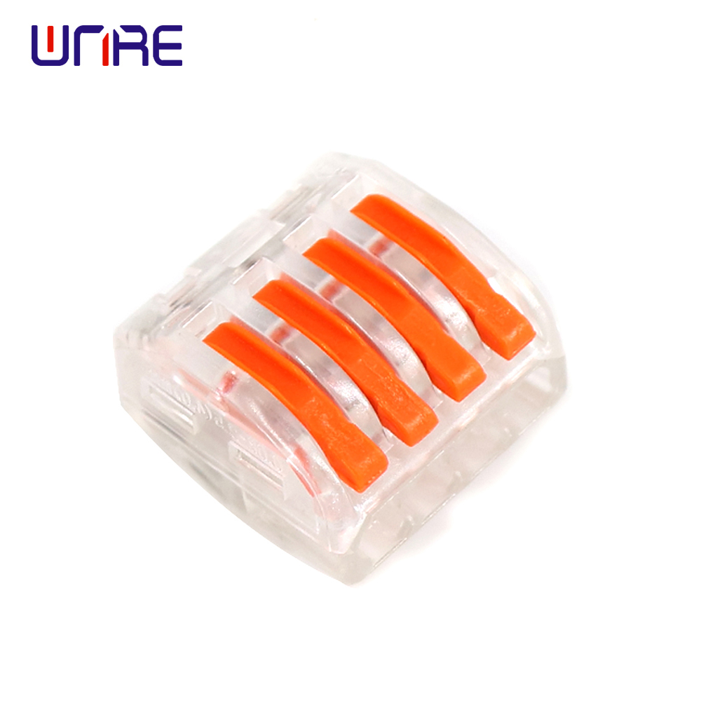 PCT-214T Lever-Nuts Quick Wire Connector Universal Transparent Housing Compact Terminal Block Electrical Push-in Terminal Block