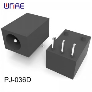 PJ-036D DC power JACK 1.3 mm center pin 2.0 A rating low profile