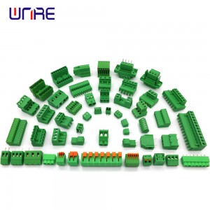 Vijak 3,81 mm 5,0 mm 5,08 mm naklon PCB terminalni blok konektor kotni zatič zelene barve vtični tip