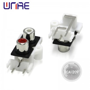 3 Pins Dual Position RCA-209 Right Angle White Housing RCA Video Connectors Jacks
