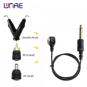 A máis recente fonte de alimentación para tatuajes, cable de clip magnético, cabezal de interfaz RCA DC, cable de cobre, gancho, accesorios para cables para máquina de maquillaxe