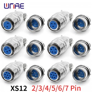 د الوتنې نښلونکی 12mm XS12 سرکلر ساکټ 2-7pin نارینه ښځینه پلګ کیبل نښلونکی