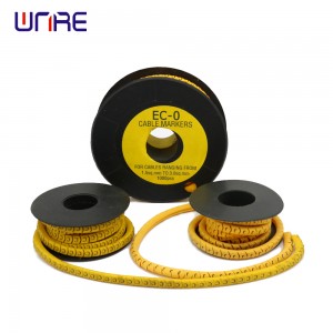 Tira de marcador de cable de lletres de números de PVC groc per a cable de filferro