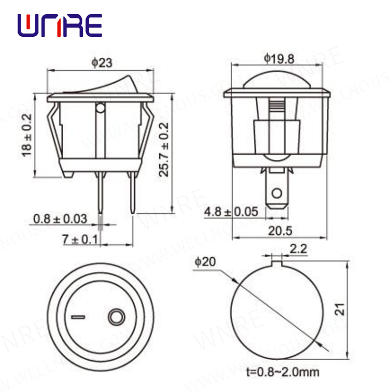 professional factory for Vga To Hdmi Converter - 20mm Diameter Round Rocker Switches Mini Round Black White Red 2 Pin ON-OFF – Weinuoer