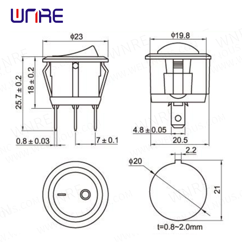 Circular redondo 20mm interruptor coche barco 6A 125V 10A 250V kusrkot  Interruptor de clavija