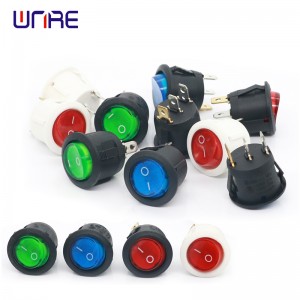 ON/OFF Round Rocker Switch LED illuminated Mini Black White Red Blue 10A 250V / 6A 125V 3 Pin Boat Circular Switch 20MM