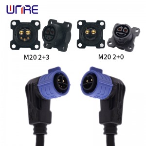 M20 Electric Bike Ngba agbara Port Obirin ati Okunrin Ngba agbara / Sisọ Socket Socket Plug Mabomire Pẹlu Cable Waya