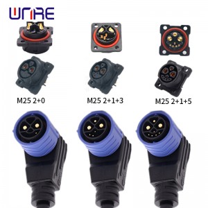 M25 Electric Bike Ngba agbara Port Obirin ati Okunrin Ngba agbara / Sisọ Socket Socket Mabom Plug Pẹlu Cable Waya