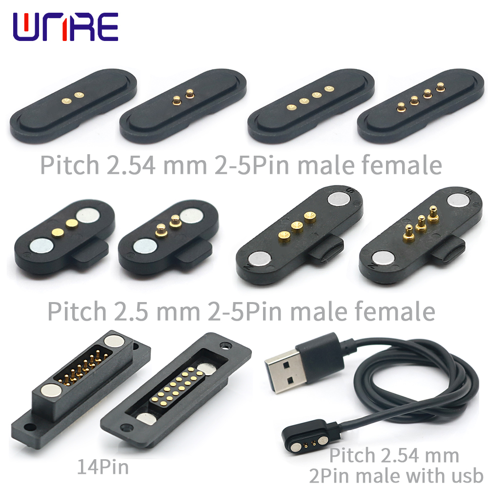 Europe style for Fiber Optic Socket - Magnetic Pogo Pin Connector 2/4 Positions Pitch 2.5/2.6 MM Spring Loaded Pogopin Male Female Contact Strip – Weinuoer