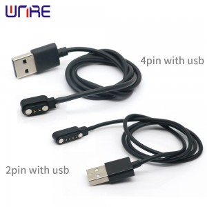 Магнітны USB-кабель для зарадкі Кабель сілкавання Раз'ём PogoPin 2/4 кантакту Крок 2,5 мм Падпружынены