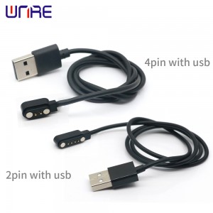 Cable de carga USB magnético Cable de alimentación Conector PogoPin Paso de 2/4 pines 2,5 mm con resorte