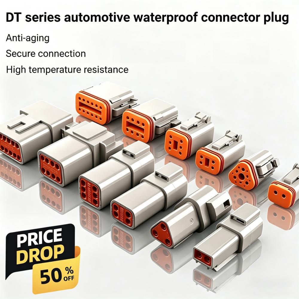Waterproof DT Automotive Connector Plug Kit Male Female Socket 3P 4P 6P 8P 12P DT06-2S/DT04-2P for Automobile 22-16AWG Featured Image