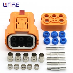 Conector de enchufe de cinco núcleos de baja corriente para vehículos eléctricos, enchufes de cargador de baterías de coche, enchufe de terminal de 2,5/4/6mm² para cable