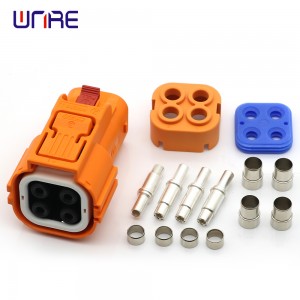 Conector de enchufe de catro núcleos de baixa intensidade para vehículos eléctricos de nova enerxía, enchufes de cargador de baterías de coche, enchufe de terminal de 2,5/4/6mm² para cable