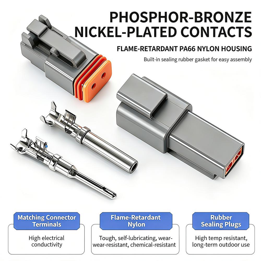 Waterproof DT Automotive Connector Plug Kit Male Female Socket 3P 4P 6P 8P 12P DT06-2S/DT04-2P for Automobile 22-16AWG